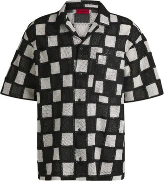 HUGO BOSS Oversize-fit shirt in check-print crochet