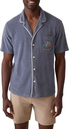 Faherty Cabala Towel Terry Camp Shirt in Malibu at Nordstrom Rack, Size Xx-Large