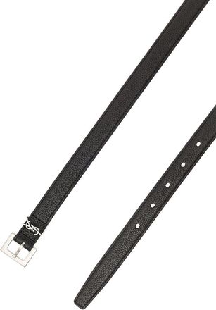 Saint Laurent Mens Belt Cassandra Black Calf Leather
