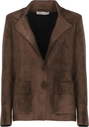 D.exterior Brown Wool-Blend Classic Blazer