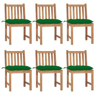 vidaXL Sillas De Jard&iacute;n 6 Unidades Madera Maciza De Teca Con Cojines Vidaxl