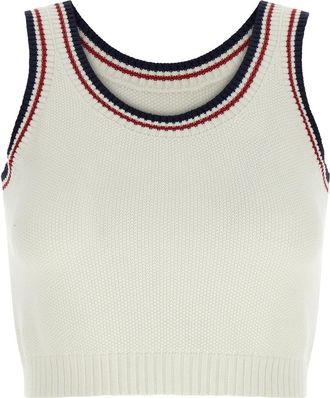 Brunello Cucinelli Knit Crop Top - Dames - Tops zonder mouwen - Wit - XS - Katoen - Tops