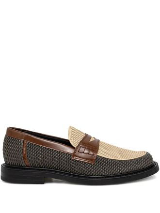 Filling Pieces Reed woven-panel loafers - men - Fabric/Polyurethane/Fabric/Calf Leather - 41 - Neutrals
