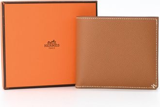 Herm&egrave;s Brown Gold Brown Epsom Leather Wallet (Bi-Fold) (Pre-Owned)