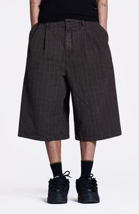 Jaded London Goliath Brown Check Pleated Oversize Shorts at Nordstrom, Size 30