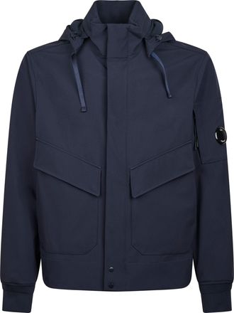 C.P. Company Structured Blue Hooded Jacket with Distinctive Lens Detail