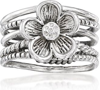 Ross-Simons Sterling Silver Multi-Row Flower Ring