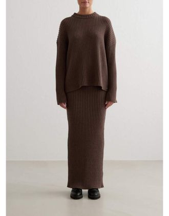 Aim'n Gonna lunga in maglia a coste color macchiato-Marrone