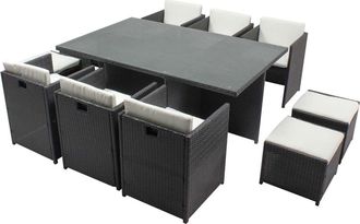 Concept Usine Sal&oacute;n de jard&iacute;n encastrable 10 personas resina trenzada gris/blanco