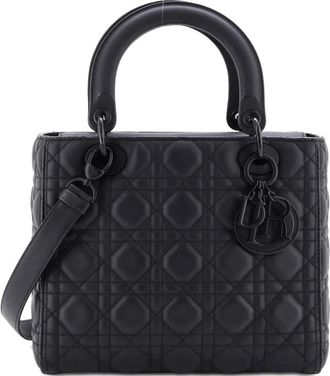 Dior Ultra Matte Lady Dior Bag Cannage Quilt Calfskin Medium satchel - Zwart