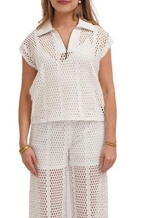 Cyrus Open Stitch Knit Quarter Zip Top in White at Nordstrom Rack, Size X-Large