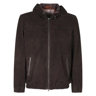 Herno Giubbotto Cappuccio Camoscio - male - Herno - Leather Jackets - Brown - XL - Jackets