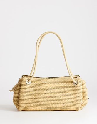 Topshop Miller - Borsa da spalla grande in paglia colore neutro