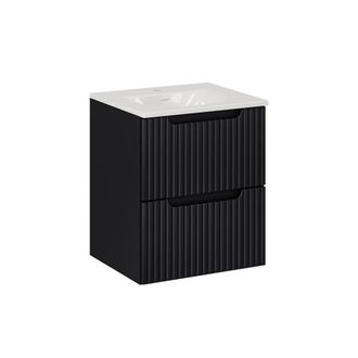 Petits Meubles Mueble lavabo encastrado 2 cajones estratificado Negro