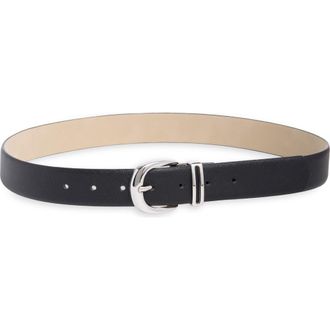 Nine West 32mm Saffiano Keeper Belt in Black Silver at Nordstrom Rack, Size X-Large