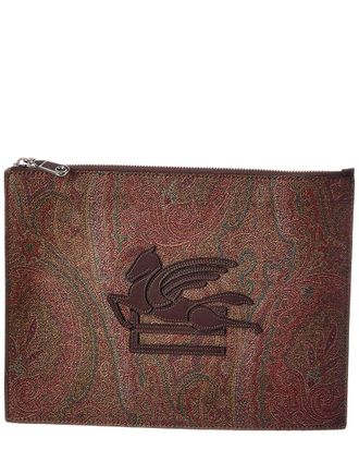 Etro Coated Canvas & Leather Pouch