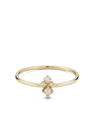 Mateo Bijoux Anello The Little Things in oro giallo 14 carati con perle e diamanti