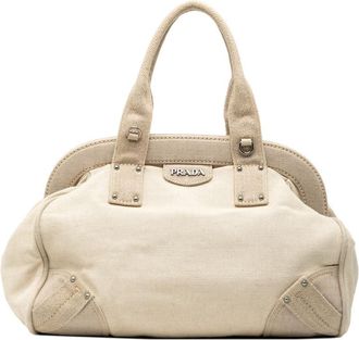Prada Pre-owned Prada Canvas Canapa Mistolino Frame Satchel E1KG24REXXPW6418