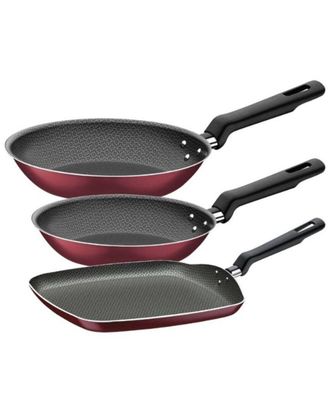 Tramontina Aluminum 3Pc Set Fry Pans & Griddle 8In 9.5In 10.25In