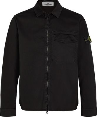 Stone Island Classic Logo Stretch-cotton Overshirt - Black - XL