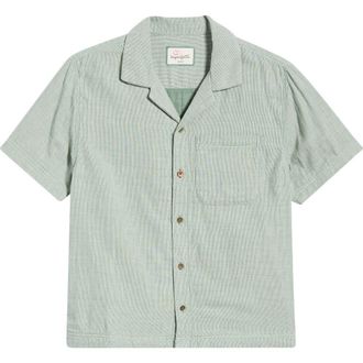 Imperfects The Cliffs Cotton Camp Shirt in Irish Racing Green Stripe at Nordstrom, Size Xx-Large