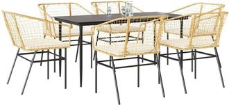 vidaXL Juego De Comedor De Jard&iacute;n 7 Pzas Con Cojines Rat&aacute;n Pe Marr&oacute;n Vidaxl