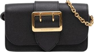 Burberry Pre-owned Cross Body Bags, female, Black, Size: ONE SIZE Pre-owned Leather Crossbody Bag
