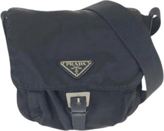 Prada Pre-owned Tessuto Nylon Leather Shoulder Bag - Dames - Vintage Schoudertas - Zwart - ONE Size - Nylon - Vintage