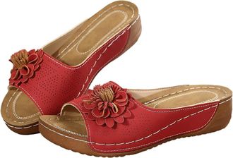 Generic Orthopedic Wedge Sandals for Women,Comfortable Non-slip Solid Color Open-Toe Summer Wedge Arch Support Slip on Shoes Casual Fashion Orthopedic Outdoor