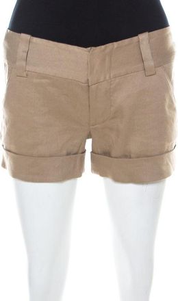 Alice & Olivia Alice + Olivia Beige Linen Cuff Shorts