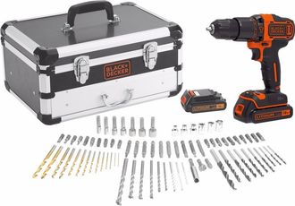 Black+Decker Avitator Trapano Percussion Con Bateria Doble De 18v En Valigetta Premium Con Estuche Con 80 Accesorios Embalajes En Dos Extrables Bdc718as2f-qw