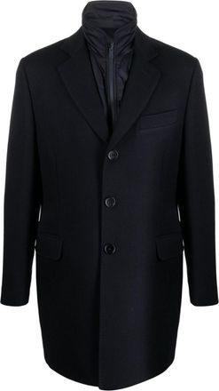 Fay layered single-breasted coat - men - Polyester/Polyamide - L - Blue