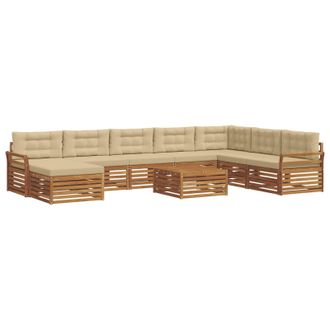 vidaXL Conjunto De Sof&aacute;s De Exterior 9 Uds. Natural Y Beige Vidaxl