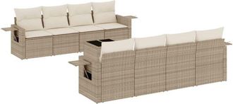 vidaXL Set De Sof&aacute;s De Jard&iacute;n 9 Pzas Con Cojines Rat&aacute;n Sint&eacute;tico Beige Vidaxl