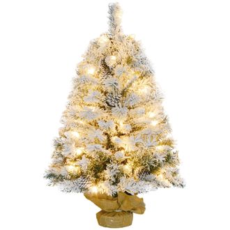 HOMCOM 3ft Artificial Christmas Tree with LED Light - Concrete Base | TJ Hughes