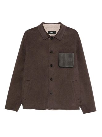 Arma leather-pocket button-fastening shirt jacket - Brown