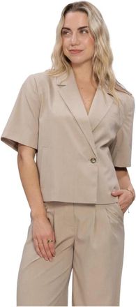 Modstr&ouml;m Tuesdaymd SS Blazer - Dames - Blazers - Beige - M - Leer - Jassen
