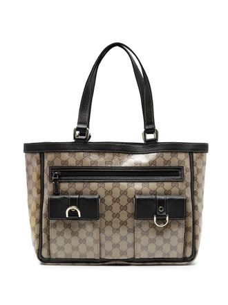 Gucci 2016-2025 GG Crystal Abbey D Ring tote bag - women - Fabric/Calf Leather/Leather - One Size - Brown