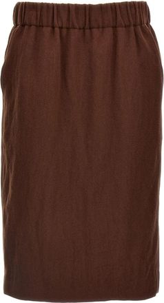 Dries Van Noten Safya Skirt - Dames - Midirokken - Bruin - XS - Wol - Rokken