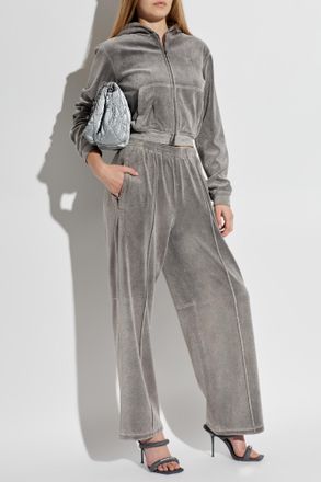 Alexander Wang Sweatshirt With Shimmering Crystals, Womens, Grey