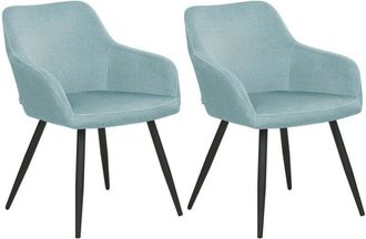 Beliani Set di 2 sedie imbottite in velluto azzurro con gambe in metallo Casmalia
