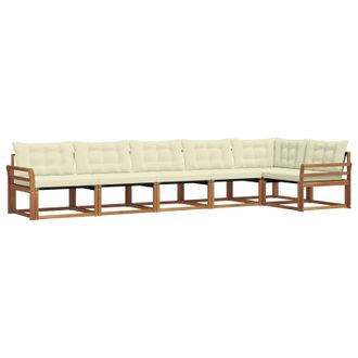 vidaXL Conjunto De Sof&aacute;s De Exterior Con Coj&iacute;n 6 Pcs Natural Y Crema Vidaxl