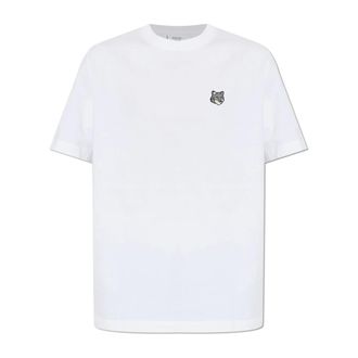 Maison Kitsun&eacute; T-Shirts, male, White, Size: M Fox Head Comfort Tee-Shirt