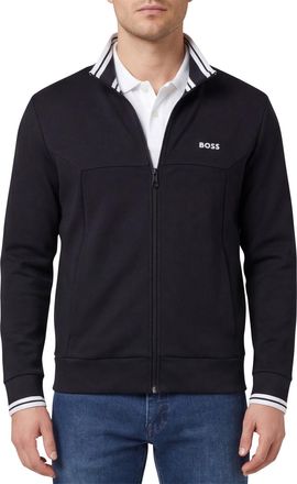 HUGO BOSS Boss Green Vest donkerblauw witte opstaande kraag katoen