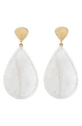 Panacea Raffia Teardrop Earrings in White at Nordstrom