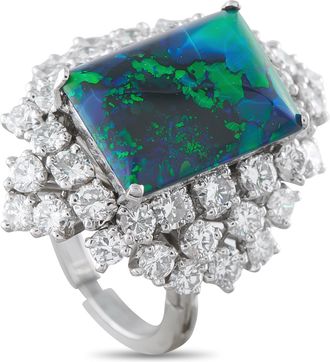 Luxury Bazaar Platinum 2.40ct Diamond and Black Opal Ring MF17-051526