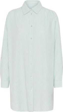 Saint Tropez Oversized Shirt Blouse Reef Waters - Dames - Overhemden - Groen - M - Katoen - Overhemden