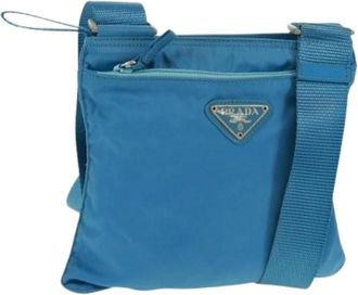 Prada Pre-owned Cross Body Bags, female, Blue, Size: ONE SIZE Pre-owned Vintage Nylon Cross Body Bag