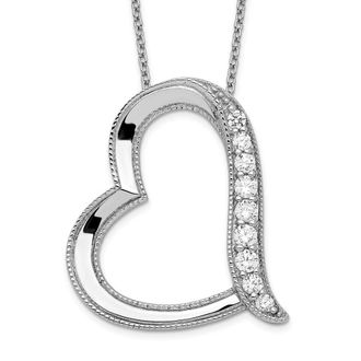 Diamond2Deal Sterling Silver Antiqued Cubic Zirconia Daughter-In-Law Necklace