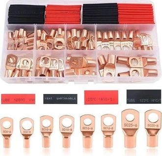 OEM Kit De 120 Piezas De Terminales De Anillo M6/m8, Terminales De Cable Tubulares, Terminales De Extremo De Cable De Bater&iacute;a, Para Cable El&eacute;ctrico, Con T